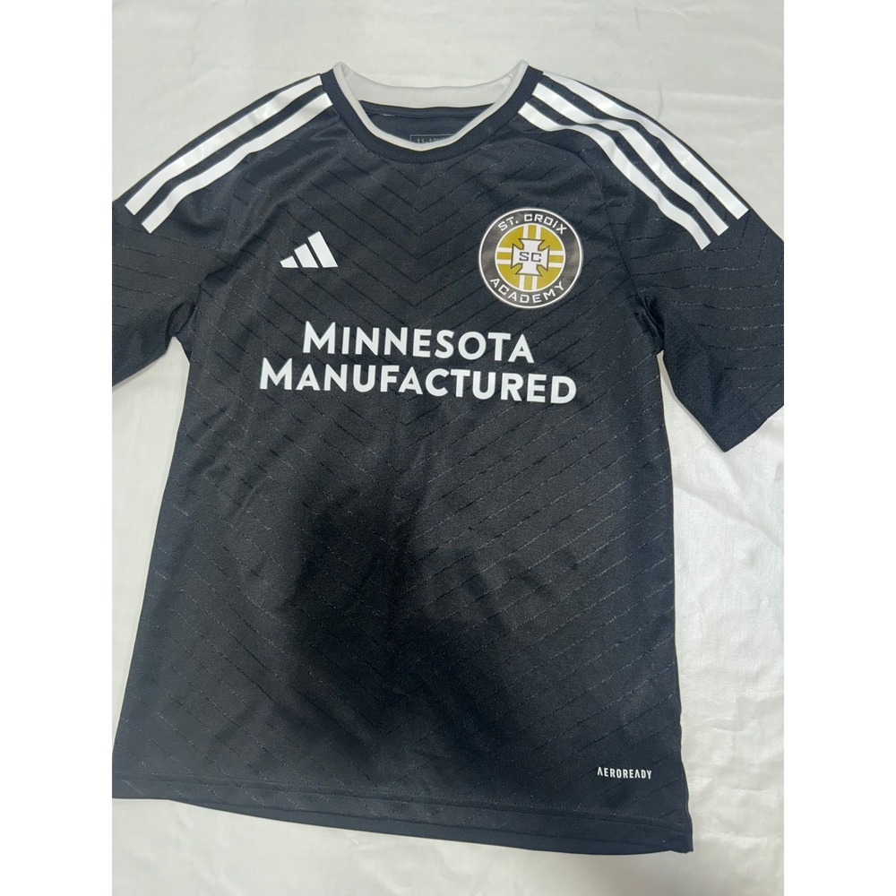 Adidas St. Croix Academy Soccer Jersey Youth M 11-12Y Black AEROREADY Shirt - Picture 2 of 4